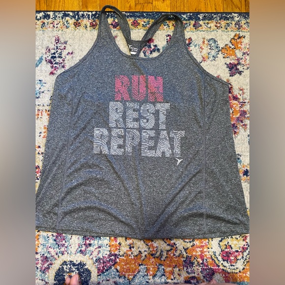 Old Navy Active Racerback Tank Top, Heathered Gray Run Rest Repeat | Sz XXL - Picture 1 of 3